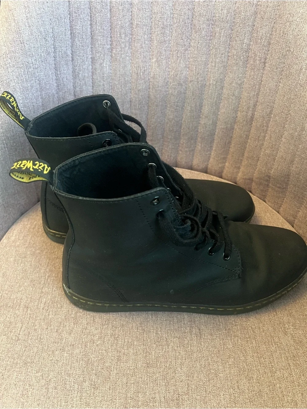 Dr. Martens Chukka Black Lace-Up Boots with Yellow Stitching